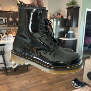 Dr. Martens Black Patent Combat Boots